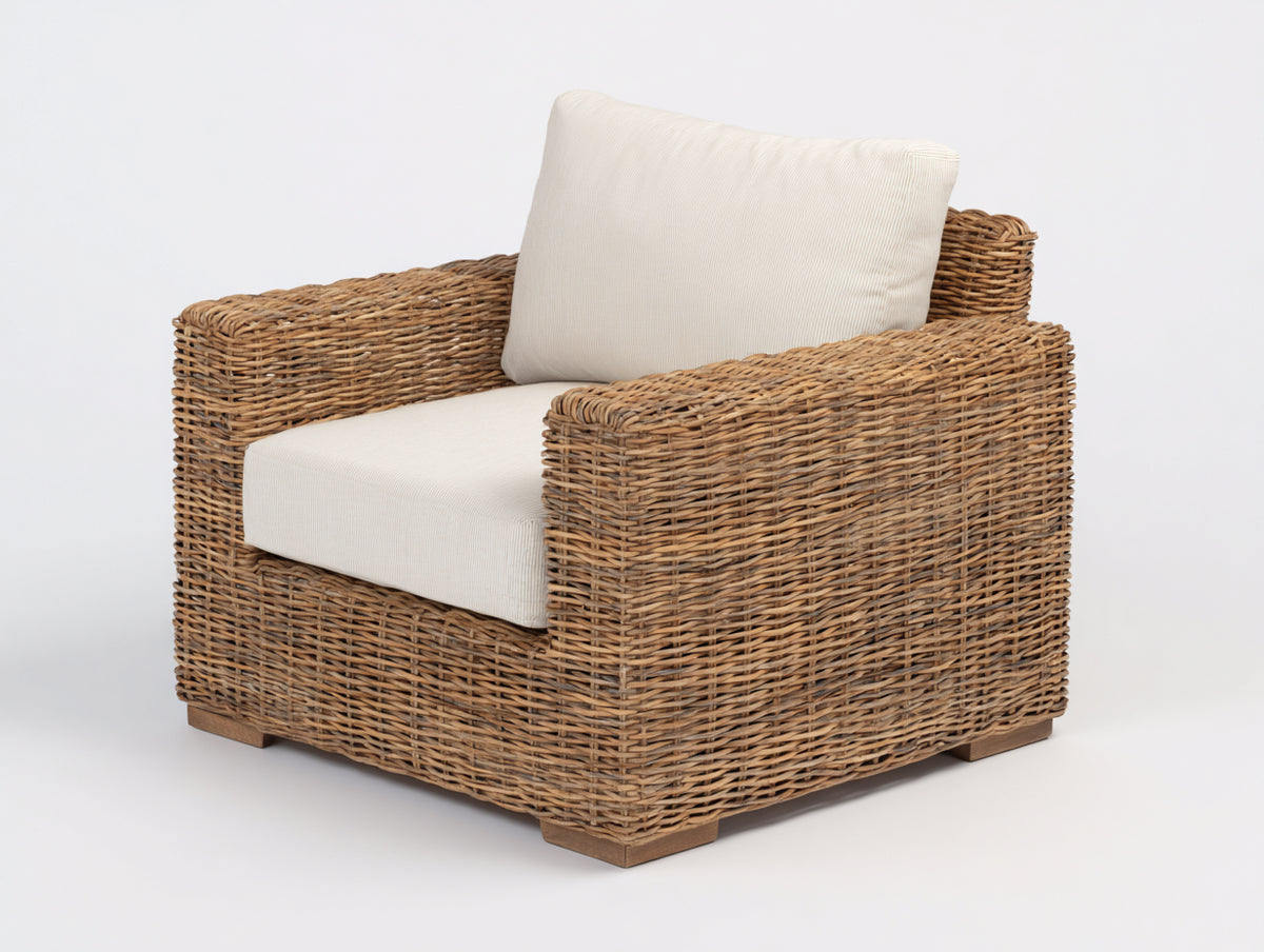 Sillones de ratán natural 90x85x80 cm - natural-beige - diseño robusto para jardín