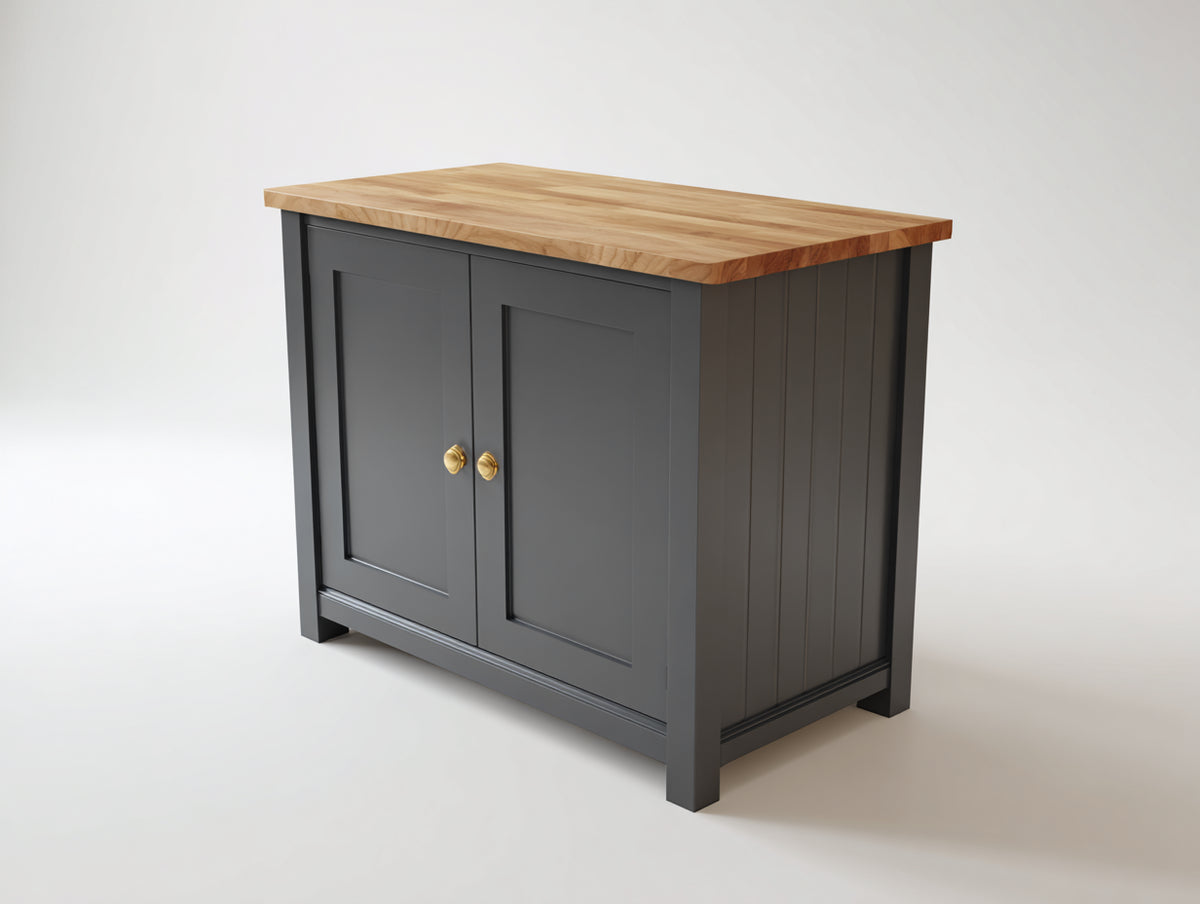 Aparador de madera 110x45x82 cm - gris y natural - diseño clásico moderno