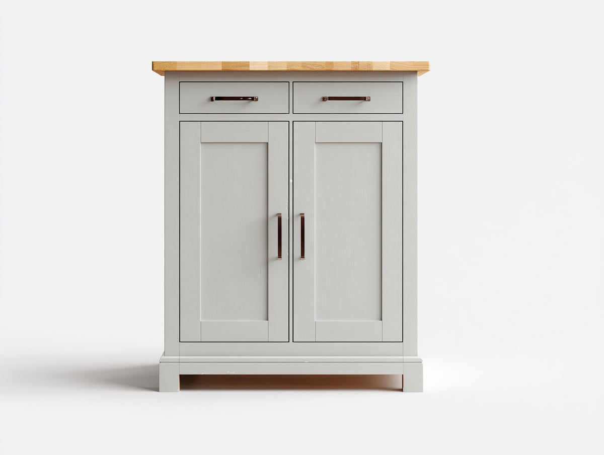 Aparadores madera 100x40x115 cm - gris claro-natural - con puertas y cajones