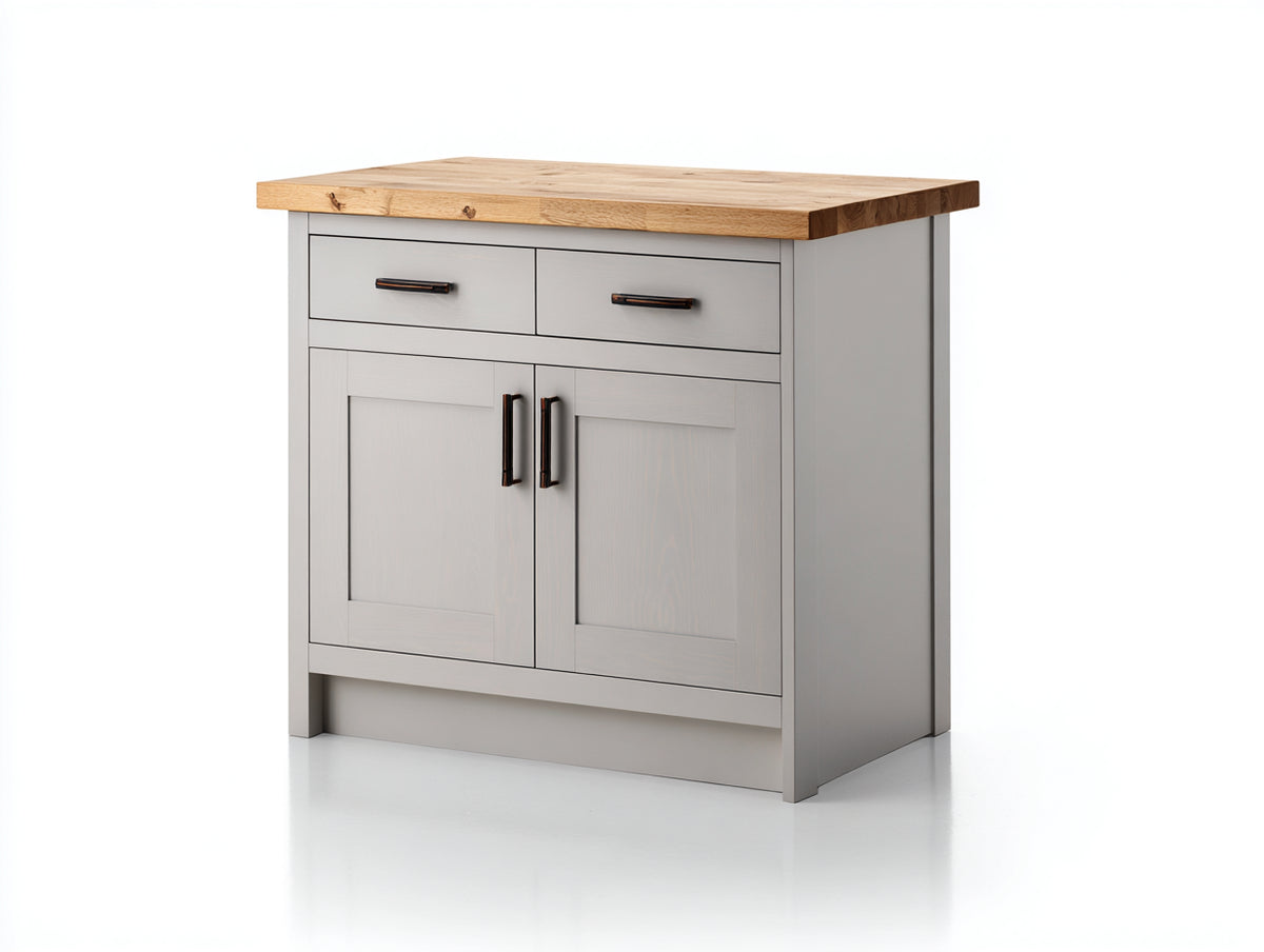 Aparador de madera 110x45x90 cm - gris y natural - diseño moderno con 2 puertas y 2 cajones