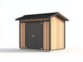 Caseta de jardín de madera 260x200x220 cm - natural y negro - con doble puerta