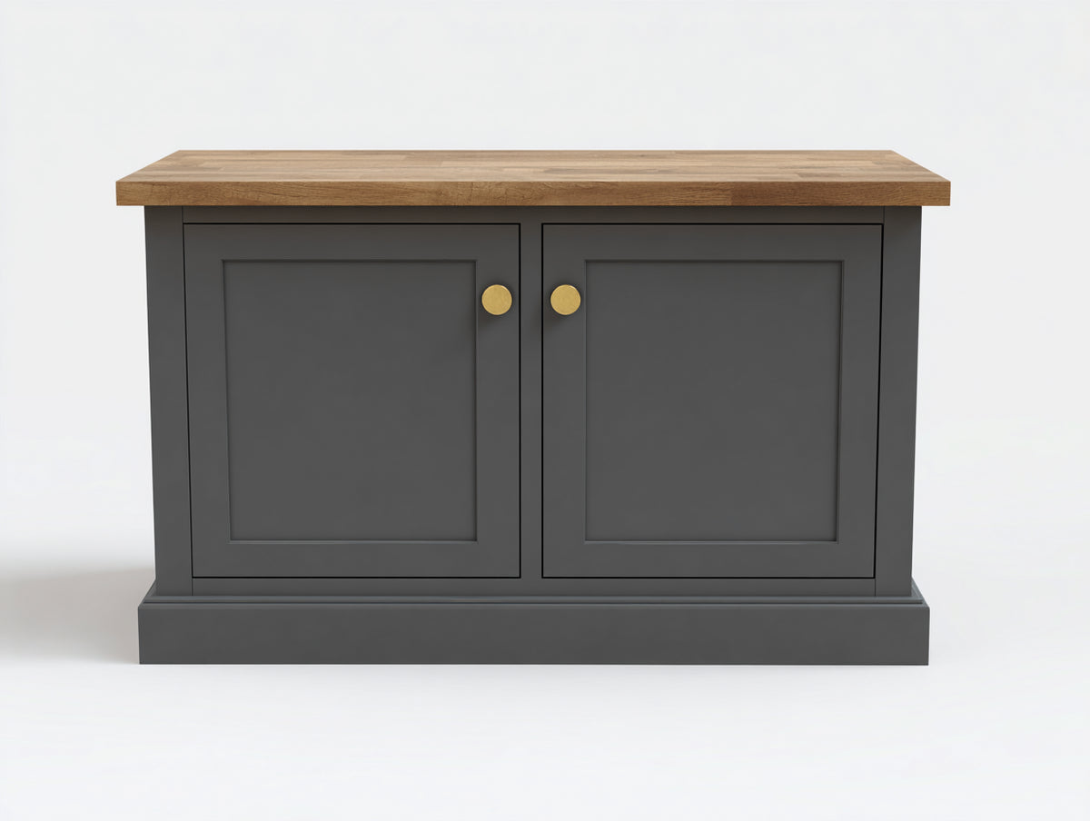 Aparadores madera 140x45x90 cm - Gris oscuro-Marrón-Dorado - Diseño contemporáneo con puertas