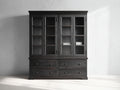 Vitrinas de madera 145x42x185 cm - negro - diseño clásico con 4 puertas y 4 cajones