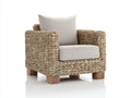 Sillón de ratán 88x82x78 cm - natural y beige - diseño rústico con cojín acolchado