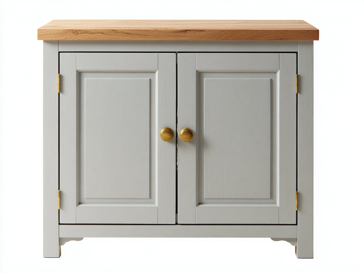 Aparador de madera 95x40x85 cm - blanco y natural - diseño clásico