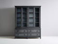 Vitrina de madera con cristal 150x45x210 cm - negro - con puertas y cajones