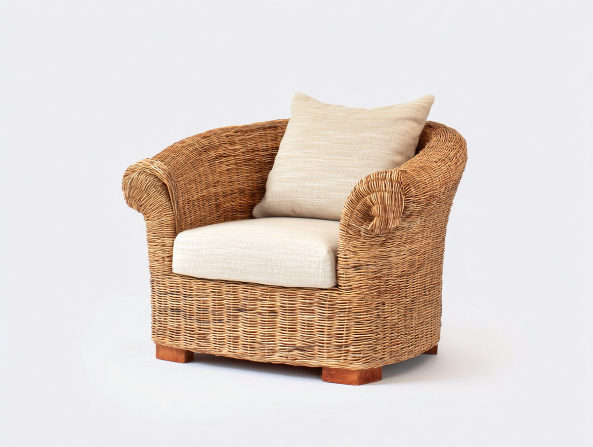 Sillones de ratán natural 78x76x82 cm - natural-beige - diseño clásico para terraza