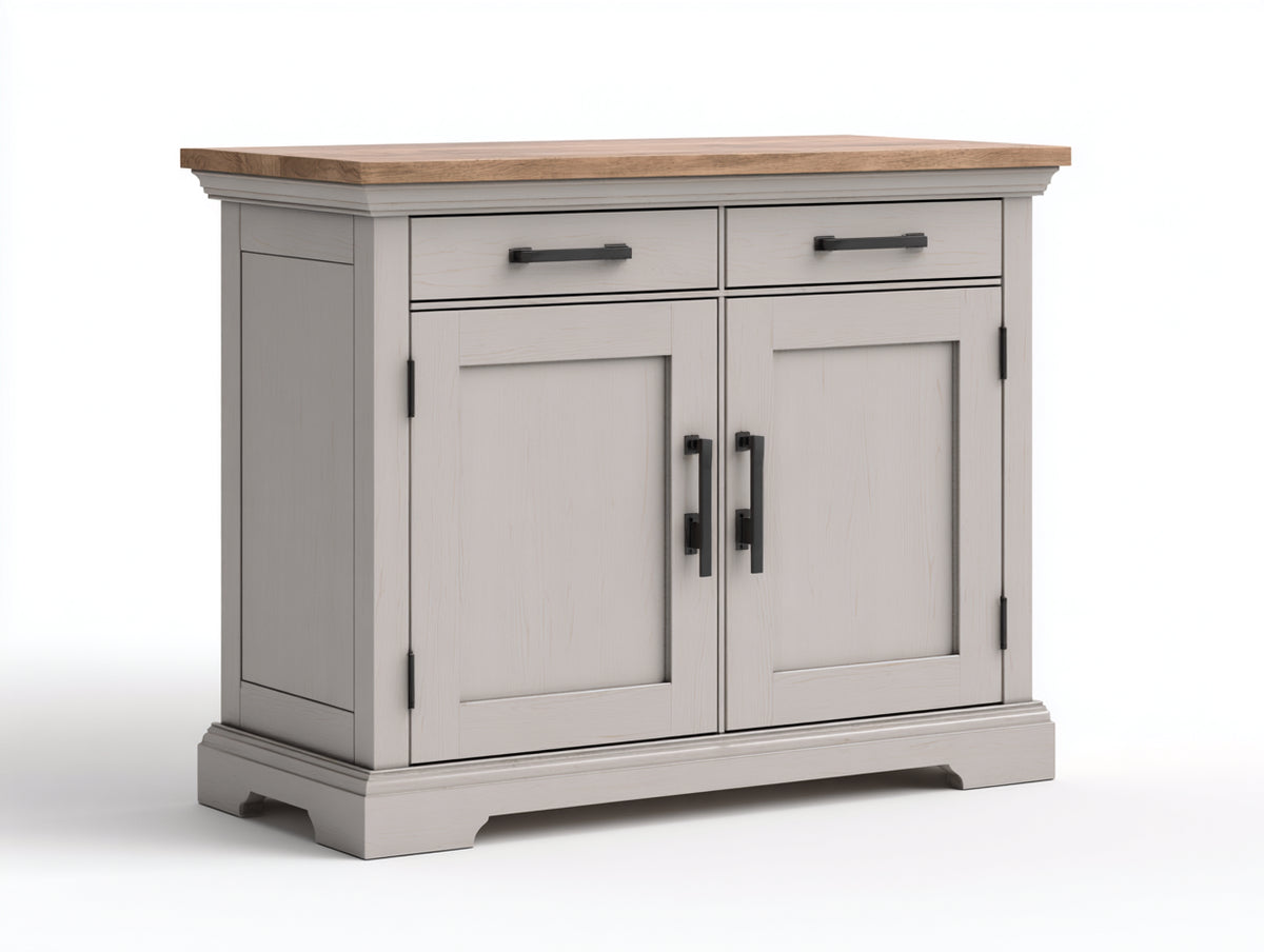 Aparador de madera 120x45x88 cm - crema y natural - con puertas y cajones